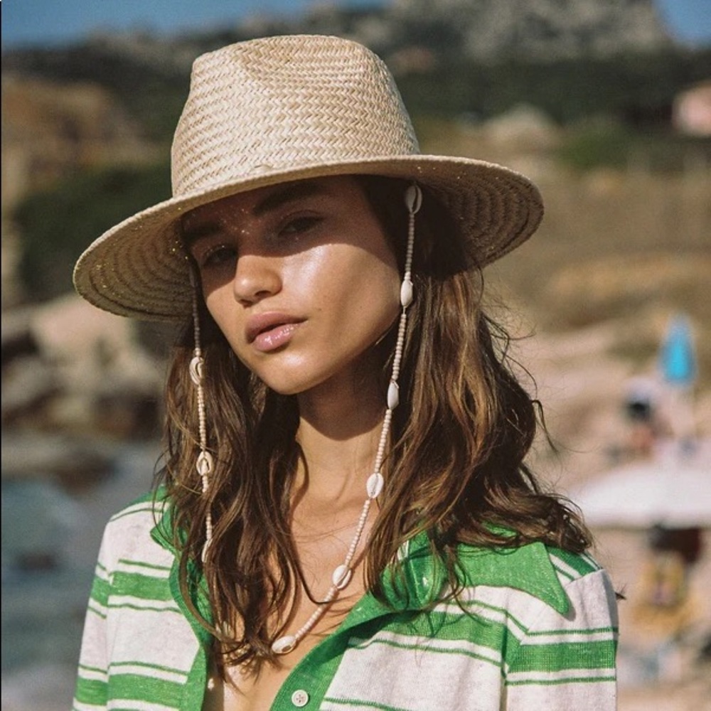NWOT Lack of Color Seashell Fedora Hat Natural size medium